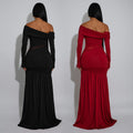 C7561 cross-border   fashion women's sexy bandeau see-through slit evening dress