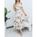 Aliexpress cross-border original design: elegant square neck fashion floral lady dress