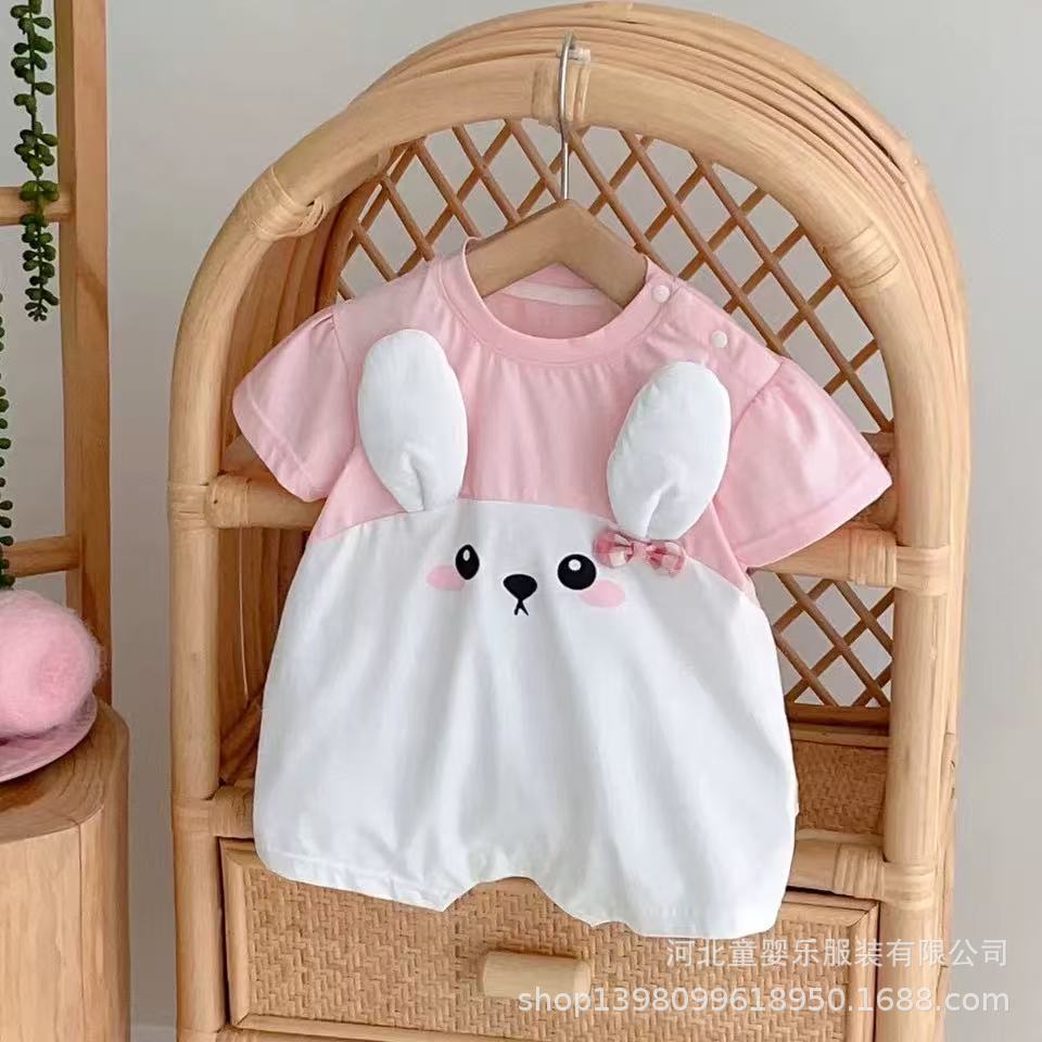 Summer romper infant short-sleeve bodysuit baby girl cartoon outing clothes newborn thin romper  new style