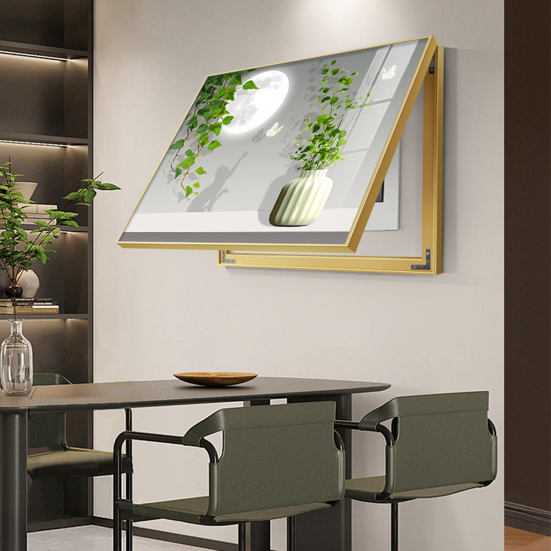 Modern simple meter box decorative painting green plant distribution box electric switch box living room switch box strong electric box blocking hanging painting