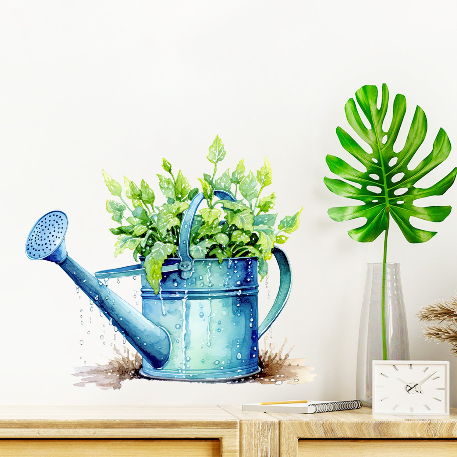 Cross-border e-commerce supply Green plant watering kettle decorative sticker Environmental protection Simple balcony Kitchen beautiful decorative wall sticker