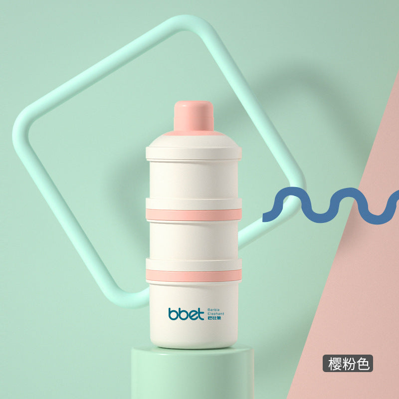 Portable formula dispenser - multi-layer, side-opening food storage container for baby formula - portable, airtight, and detachable storage canisters