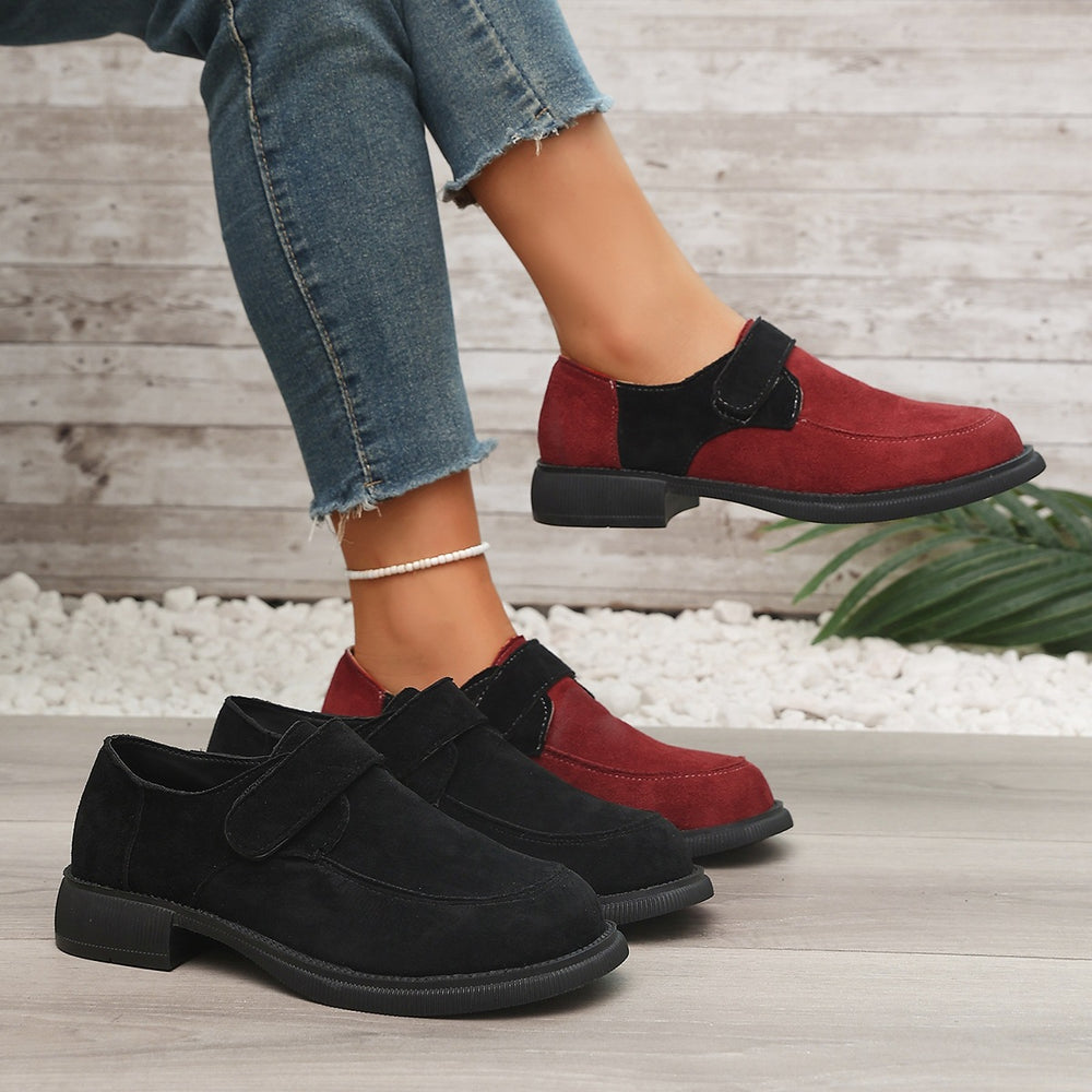 plus sizespring & fallnew arrival british style velcro small leather shoes women's retrothick sole loafers casualflats women
