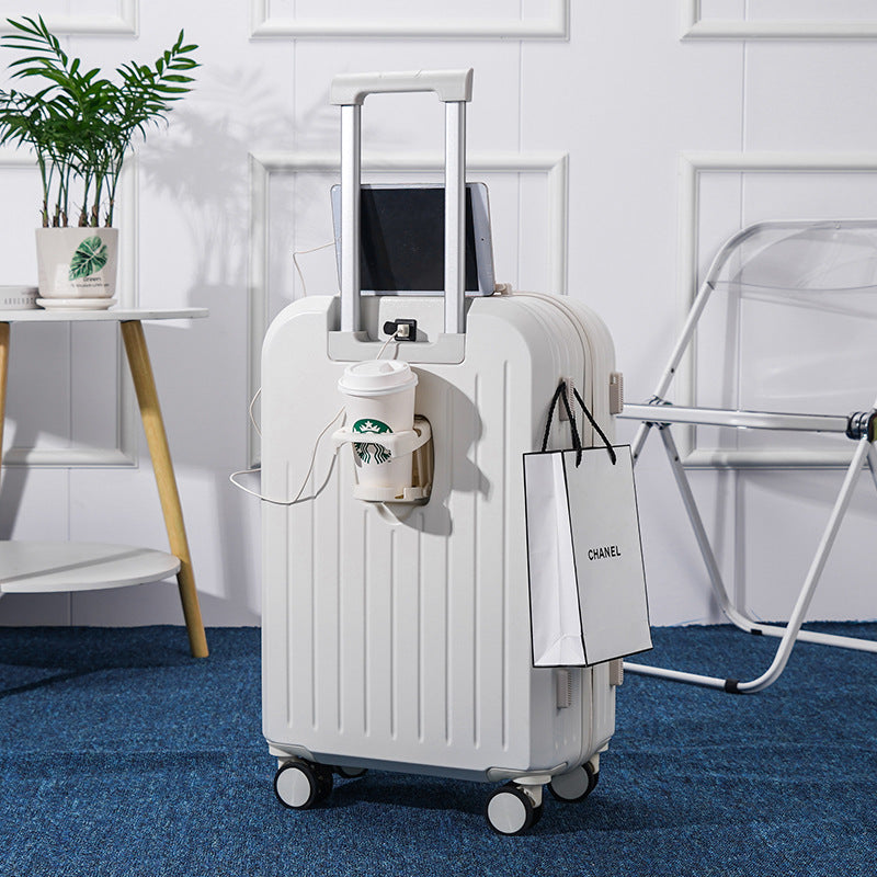 New multi-function USB interface suitcase, men's and women's high-value suitcase, universal wheel trolley case 26 password case