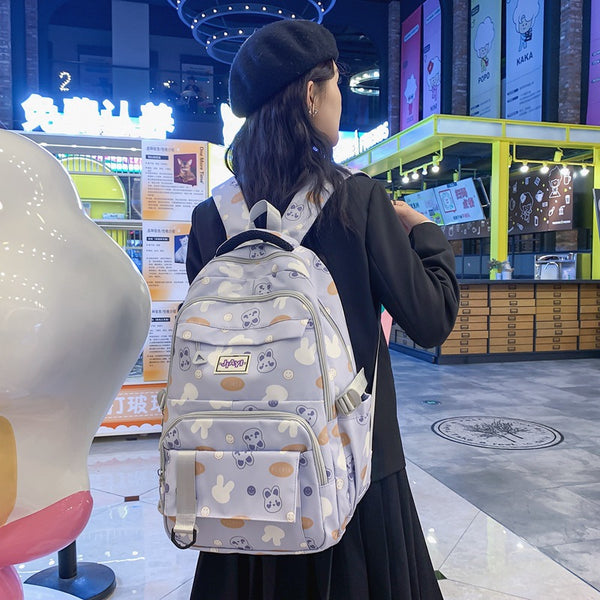 Female backpack Student schoolbag Female middle school student High school student Printed women's casual backpack Lightweight laptop bag