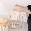 【dropshipping】girls' fleece-lined base layer top -  autumn/winter kids' one-piece fleece top with lace collar - baby top