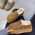 Thick sole buckle fleece-linedheattech birkenstock shoes low ankle snow boots 2025winternew arrivalwaterproof short boots non-slip cotton shoes