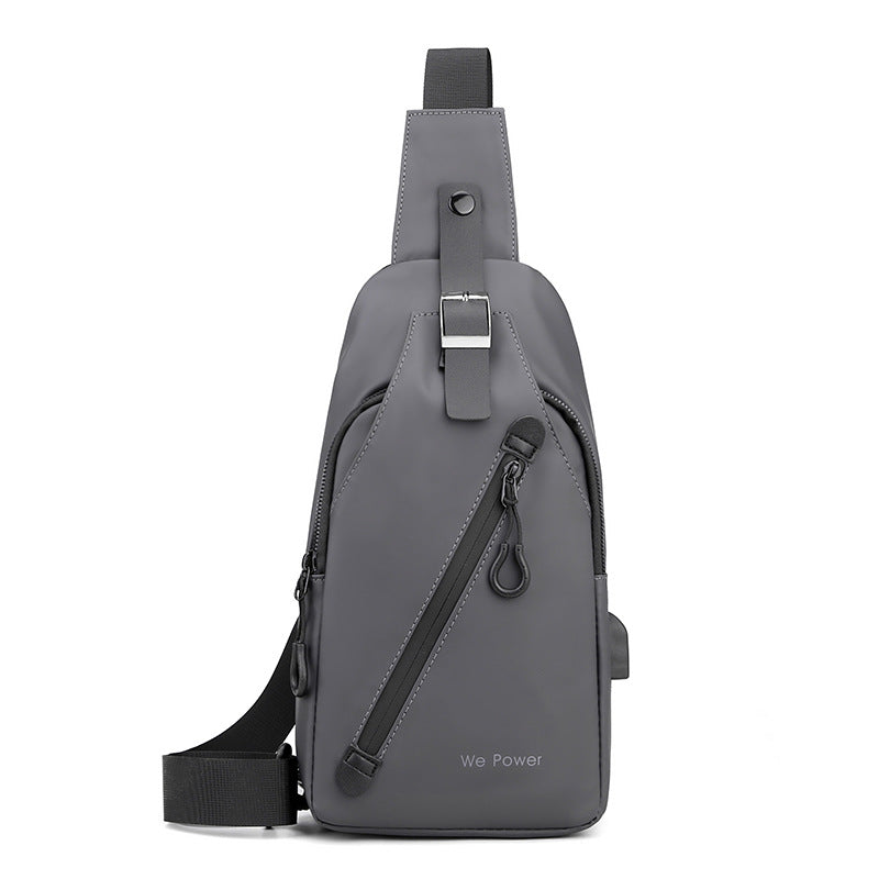 Cross-border new men's outdoor breast bag European and American trend usb breast bag sports anti-splashing messenger bag business backpack