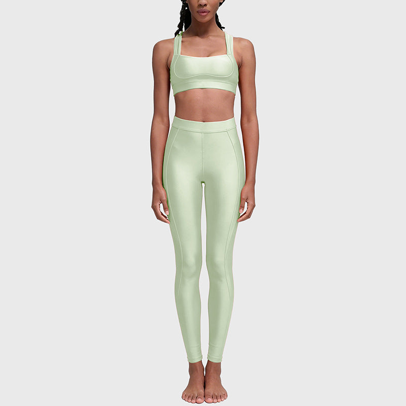 new arrival yoga clothes high waist hip lift tummy control slimming look sling beautiful back running sports intimates bra suit for women