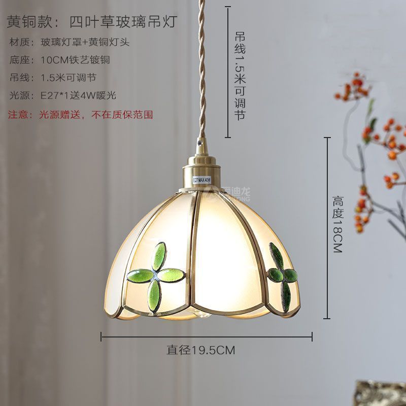 Vintage brass hand-soldered lamp, american style bedside aisle restaurant cafe stained glass pendant light