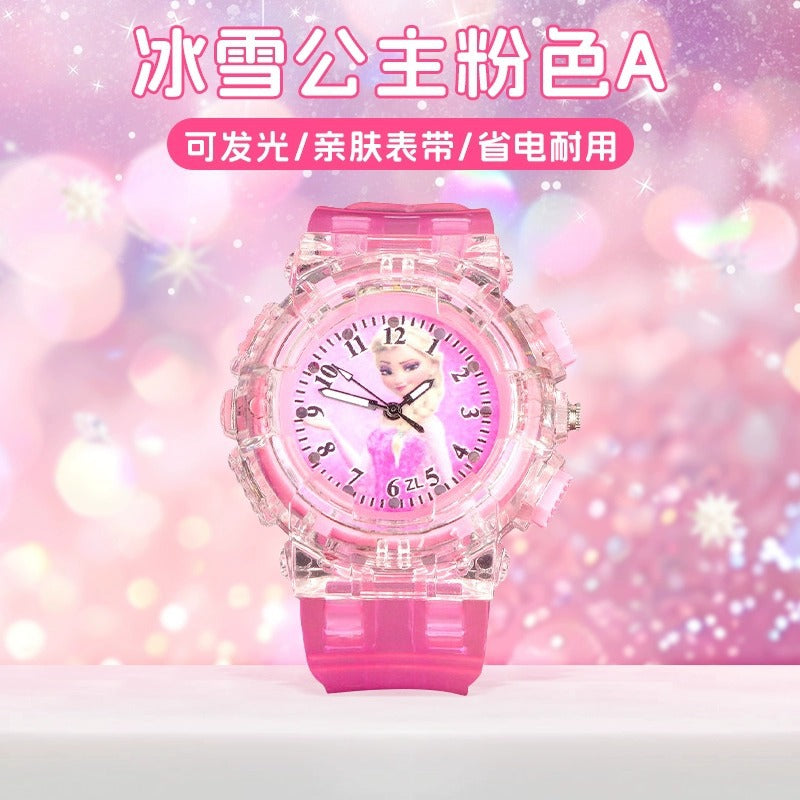 Elsa princess kids watch - girls' luminous electronic watch, cartoon toy, preschool 3-6 years old, waterproof night light
