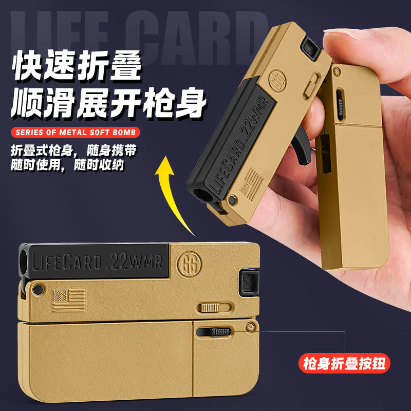 new arrival alloy folding spray life card toy gun can launch soft bullets security pistol kids boys