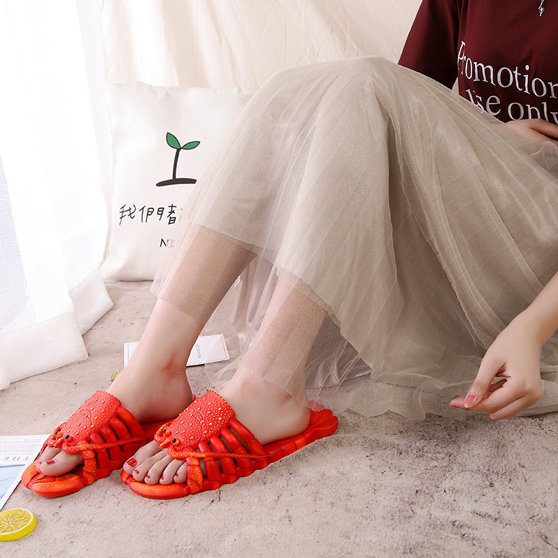2025 new creative non-slip couple's slippers, parent-child cute lobster slippers, crayfish beach slippers