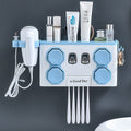 Nordic style multifunctional toothbrush holder set - no drilling required, includes rinse cup, automatic toothpaste dispenser, and toothbrush organizer