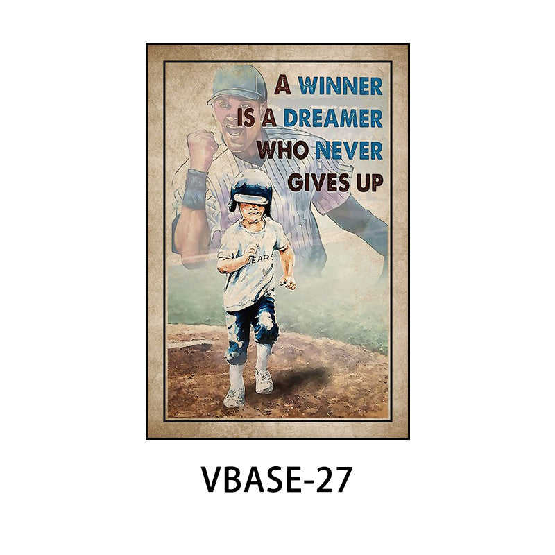 American retro baseball poster decorative painting gym gym hanging painting inspirational sports theme bar mural