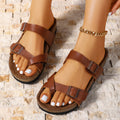 summernew arrival toe retroplus size slippers double row buckle open toe outwear sandals women's spot wholesale