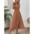 Xibo women's clothing  spring/summer fashion cross-border printed polka dot round neck maxi dress