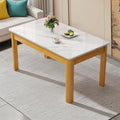 Nordic rock slab dining table and chair set - minimalist modern rectangular faux solid wood home dining table for small spaces
