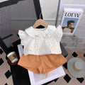 Girls' summer outfit set : trendy and stylish kids' shorts and top casual two-piece set - wholesale supply