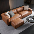 Italian tofu block genuine leather sofa modern casualpopular living room three-person straight row first-layer cowhide sofa combination