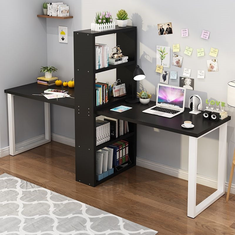 Minimalist computer desk, light luxury desk with bookshelf combination, double desk, student and children's writing desk with integrated bookshelf