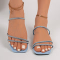 Women's slippers - new summer  collection: fairycore style, minimalist thin strap, rhinestone detail, low heel, open-toe, plus size sandals & slides