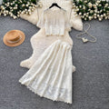 French gentle style heavy industry lacecut outtops high waist skirt women's summer gentle style two-piece set work clothing slimming look