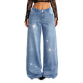 Fashionjeans women's high waist full diamond hot diamond wide leg pants cross-border washed shiny loosestraight-leg denim women's pants