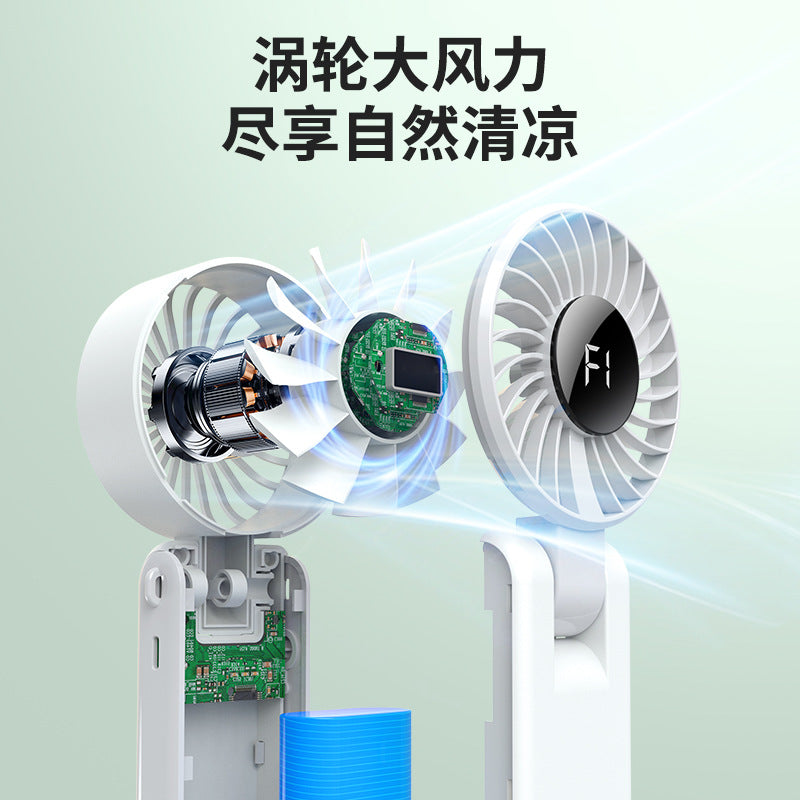 new arrival outdoor folding fan usbfor home desktop digital display fan portable handheld hanging neck small fan