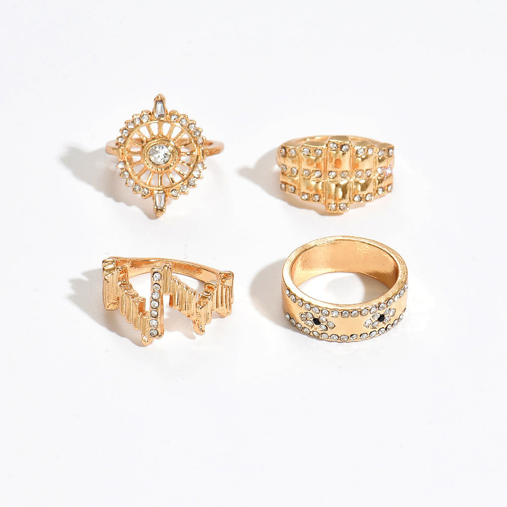 hot-selling fashion diamond ring combination niche design round sun irregular geometric jewelry wholesale