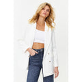 Amazon fashion white button suit outwear women  spring new arrivalloosecasualflap pocket pantstops