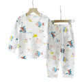new children's pure cotton pajama set - summer long sleeve sleepwear, lightweight air conditioning suit for boys and girls