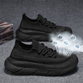 Men's summer breathable mesh casual sneakers, slip-on soft sole black flat sock shoes, trendy footwear