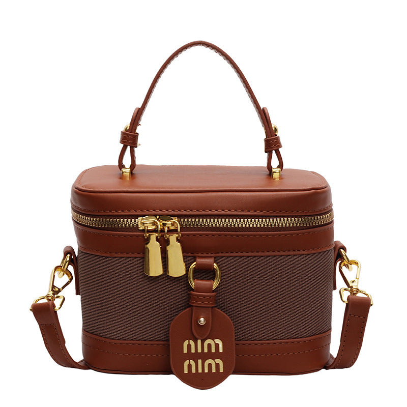 Retro versatile handbag, high-end simple box bag 2025 new trendy and popular messenger bag, niche shoulder bag
