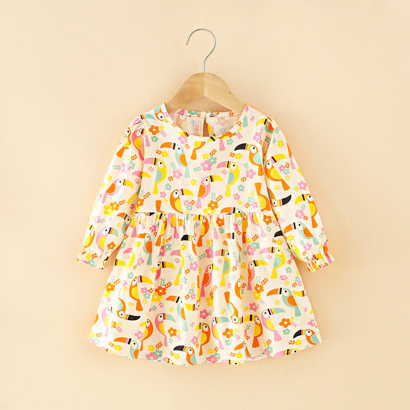 Girls' autumn simple dress, spring and autumn children's skirt, korean style princess dress, baby dress, simple dress for toddlers and young children