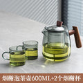 Yanxie teapot solid wood handle tea water separation cup tea separation pot heat-resistant glass tea set suitfor home teapot