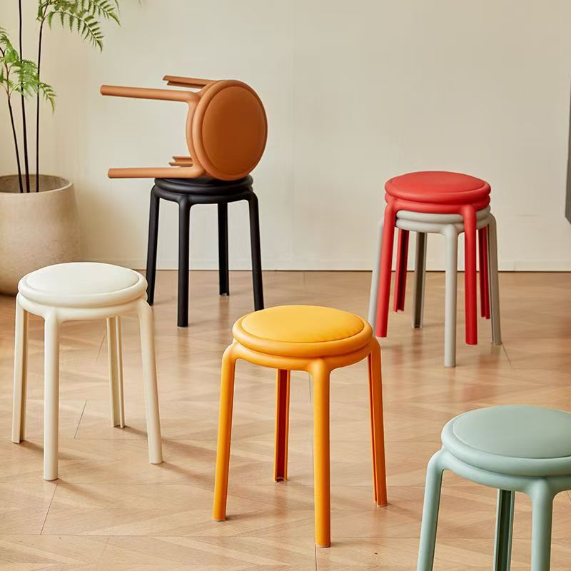 Scandinavian plastic thickenedfor home stackable stool adult bench round stool commercial chair spare dining table stool high stool