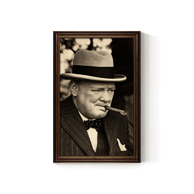 Churchill cigar bar decorative painting American celebrity retro bar club KTV box hanging painting tobacco and alcohol shop mural