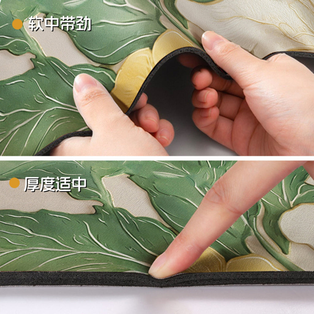 Small fresh green shadow white flower non-slip foot mat at the entrance of the household bathroom, toilet washbasin, absorbent diatom mud floor mat