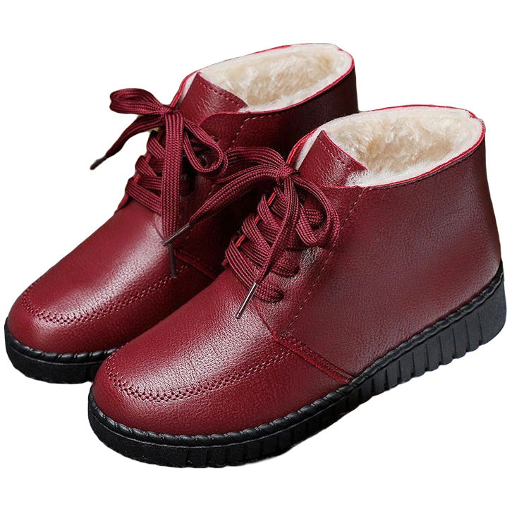 Winter slip-on fleece-lined cotton shoes heattech ladieswear shoes non-slipthickened cotton shoes for middle-aged and elderly people flatsnon-slip granny shoes