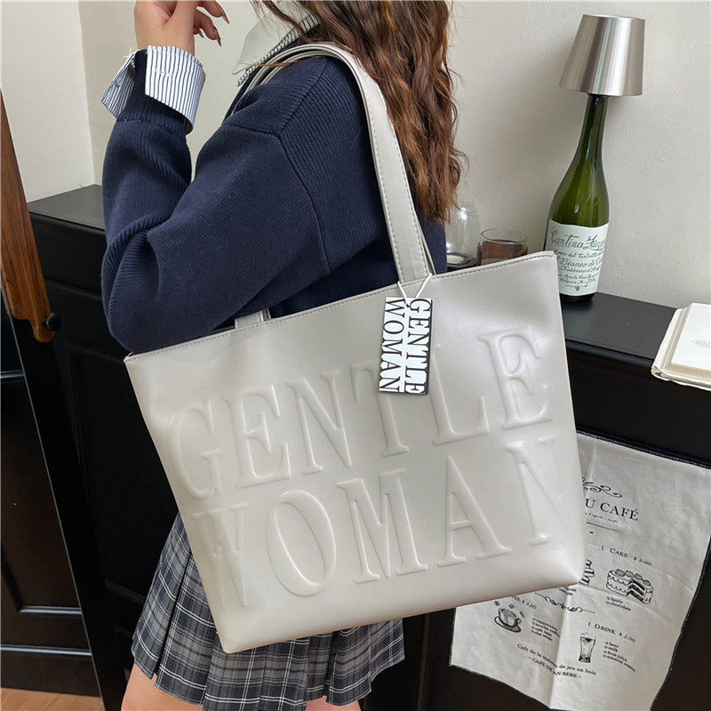 Thailand gentle woman handbag women's bag large capacity letter embossed tote bag cross-border new single shoulder bag