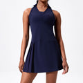 New arrival slit sports skirt slimming look to cover the crotch fashion tape tennis skirt silm sports skirt badminton skirt