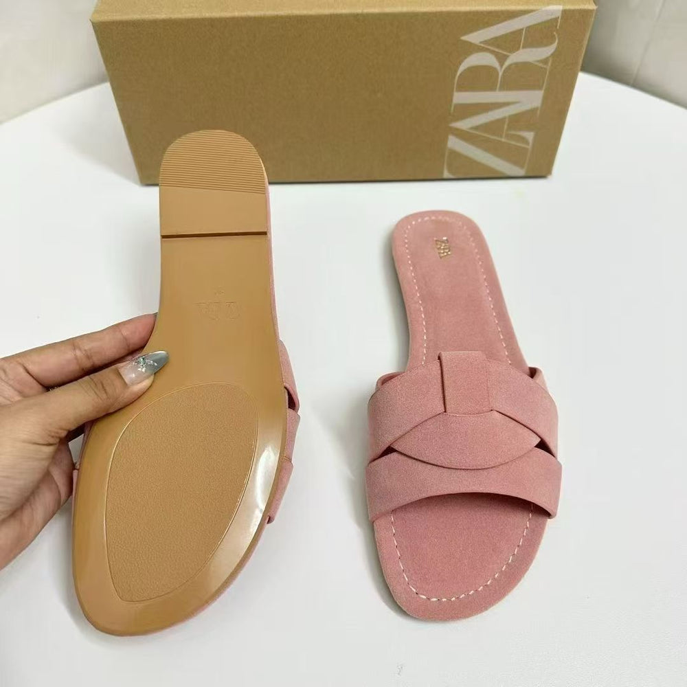 Za2025 spain 2025 summer new women's shoes artificial apricot embroidered mesh ballet shoes fashion flats