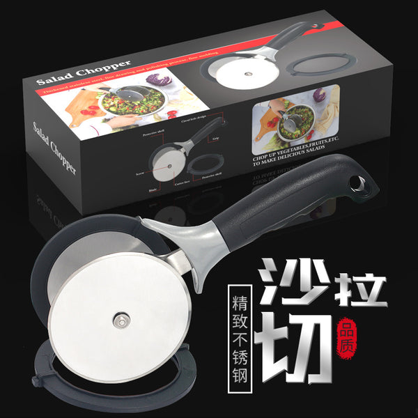 Factory direct two-wheel pizza cutter, roller cutter, stainless steel double-head salad cutter, vegetable chopper, kitchen tools