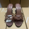 Za2025 summer new bowknot mesh brown peep-toe high heel sandals - everyday wear & outdoor sandals for women