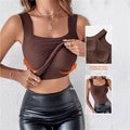 cross-border women's fashion solid color padded bralette top - versatile underwear, loungewear, and u-neck vest