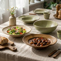 Spiral pattern rustic ceramic soup plate, vintage high-end ceramic salad plate, home restaurant food presentation deep dish pasta plate