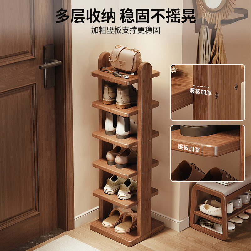 Solid wood shoe rack multi-layer household entrance entrance small narrow shelf 2025 new simple does not occupy an area of shoe cabinet