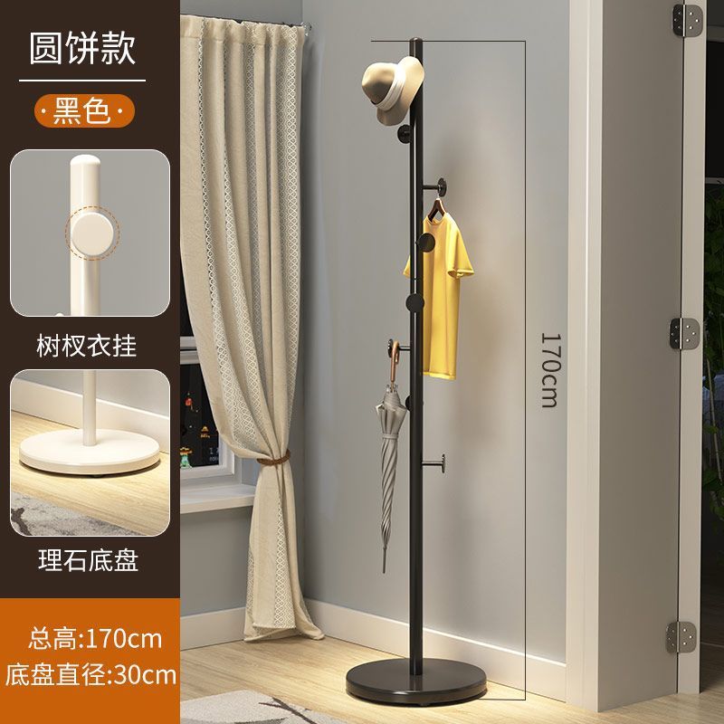 Three-pole bedroom hanging clothes rack, floor-standing coat rack, accessible luxury marble iron art, does not take up space, room clothes rack