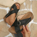 Fashionexportthick soleplus size cross roman slippers women's platform bottom open toe outwear lightweight beach wedge sandals